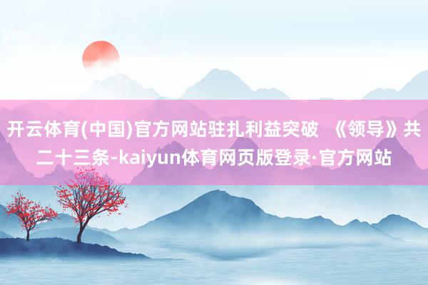 开云体育(中国)官方网站驻扎利益突破 《领导》共二十三条-kaiyun体育网页版登录·官方网站