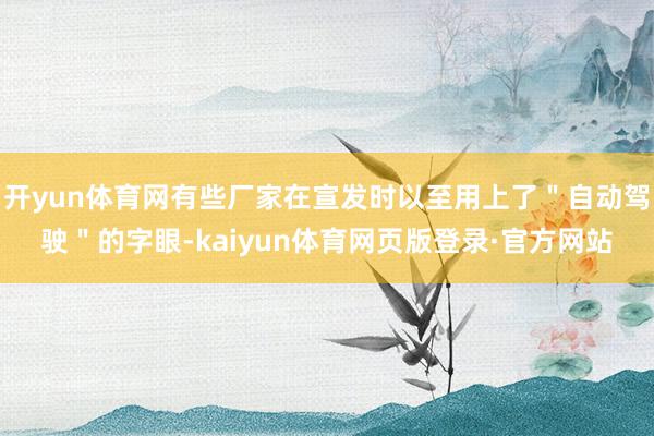开yun体育网有些厂家在宣发时以至用上了"自动驾驶"的字眼-kaiyun体育网页版登录·官方网站