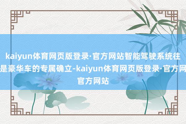 kaiyun体育网页版登录·官方网站智能驾驶系统往往是豪华车的专属确立-kaiyun体育网页版登录·官方网站